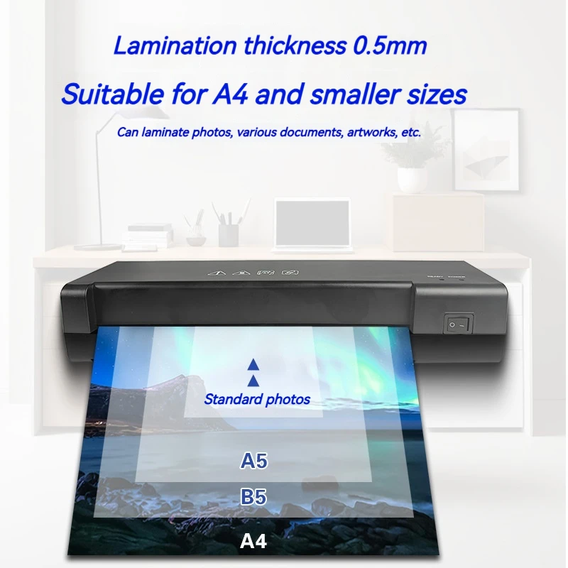 Laminatrice LM219; laminatrice per file fotografici in plastica doppia fredda e calda; Laminatrice per poster di file in formato A4