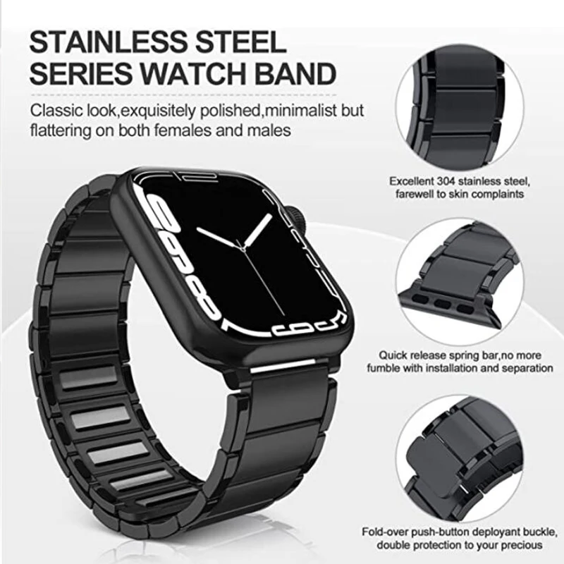 Stainless Steel  Magnetic Strap For Apple Watch 7 6 5 4 3 2 1, Adjustable Strap Wristband For iWatch 38 /40/ 41MM ,42/44/ 45MM