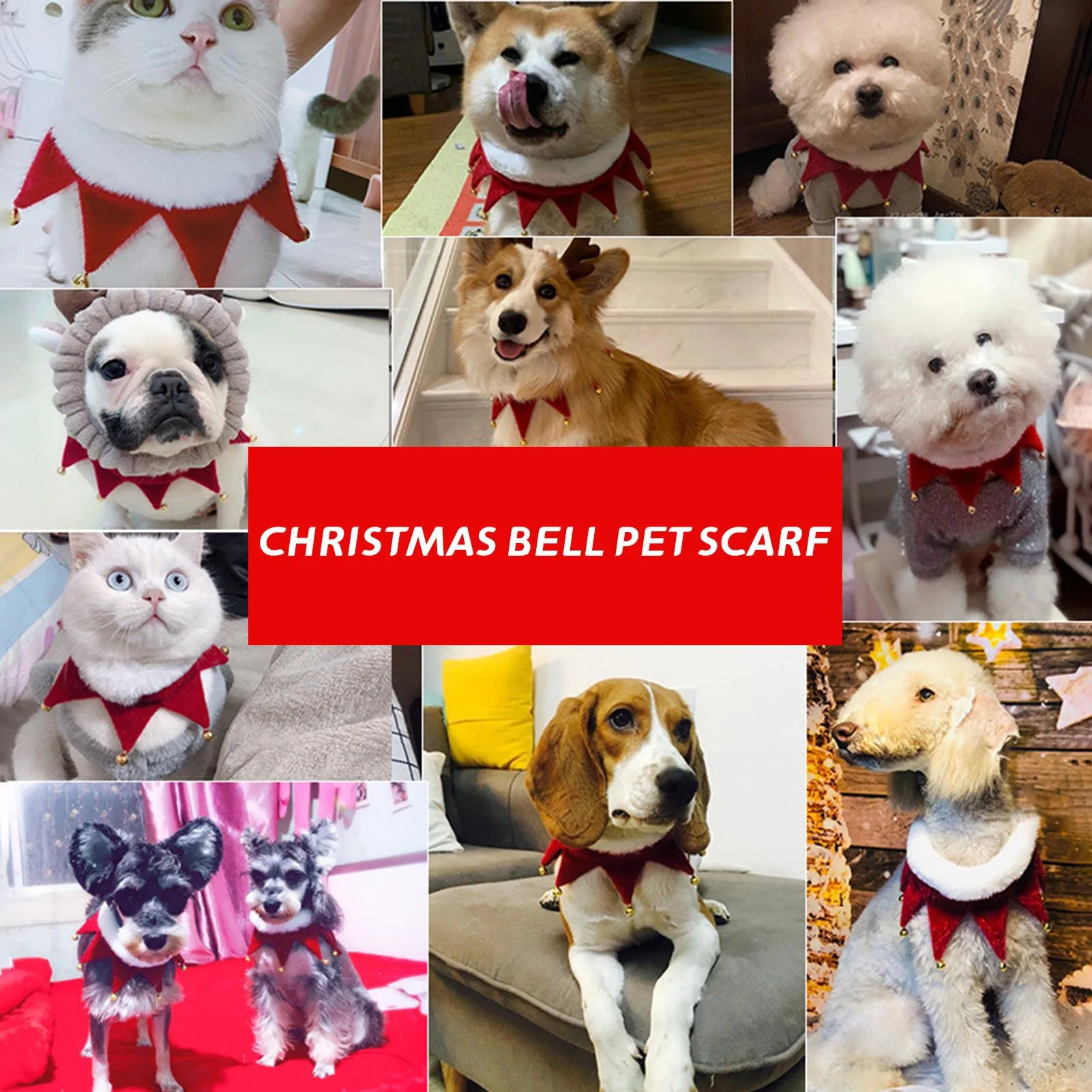 

2025 Christmas Pet Collars Lovely Red White Plush Triangle Scarf With Bell For Cat Dogs Navidad New Year Gifts For Animals 2026