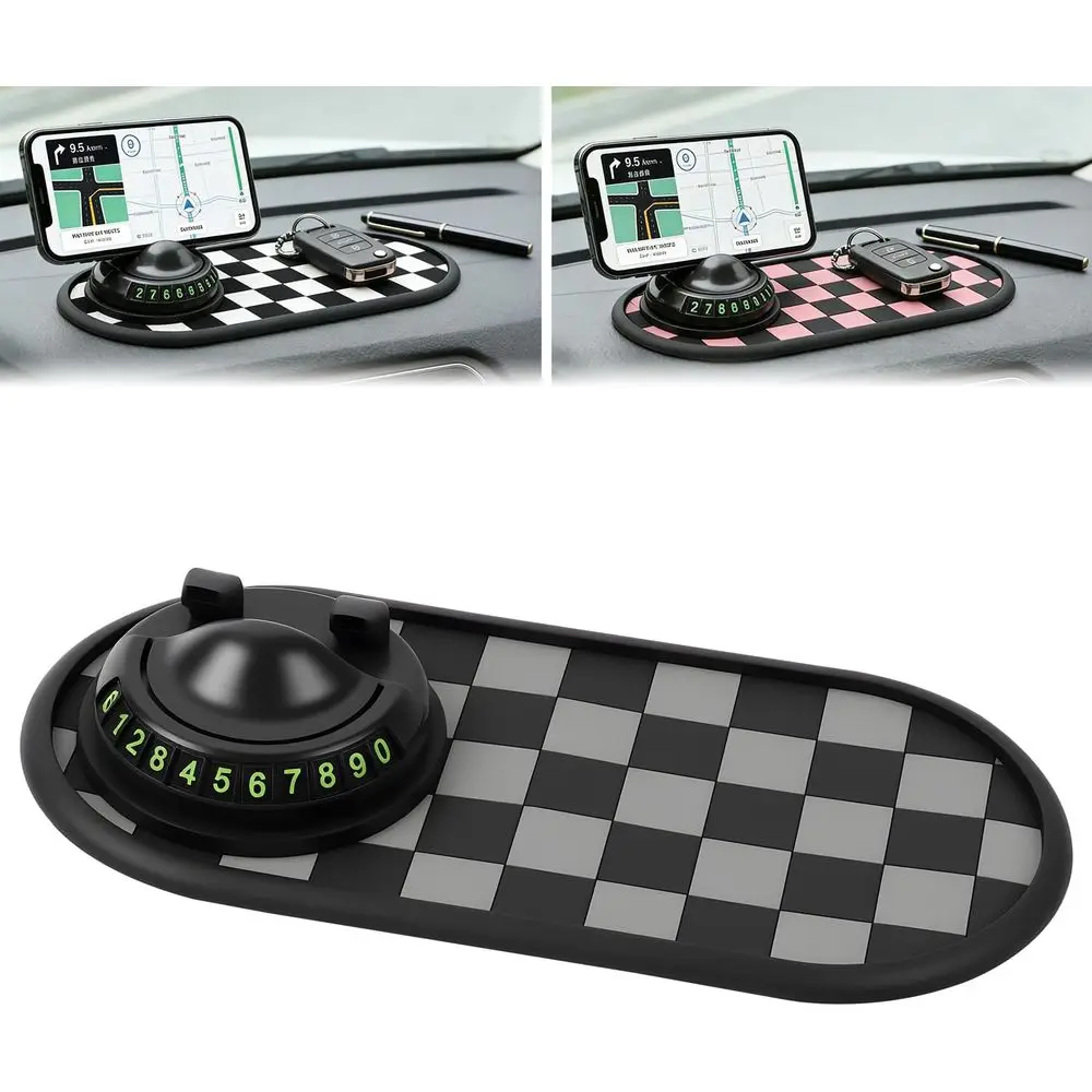 

Anti-Slip Car Mat with Parking Number Holder and Sunglasses/Key Storage - Gray-Black