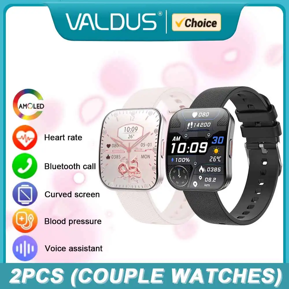 VALDUS VS61 PRO Smartwatch For Couple's AMOLED Curved Screen Metal Body Voice Assistant Heart Rate BT Call Sports Fitness Watch