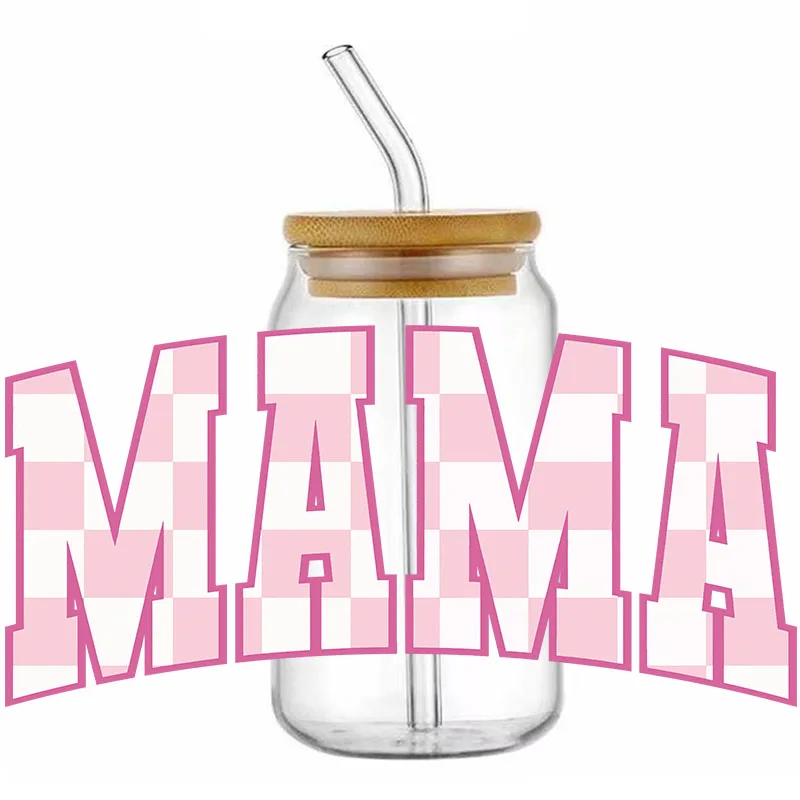 MAMA UV DTF Wrap Transfer Sticker For 16Oz Glass Cup Sticker Print Waterproof Clear Smooth Diy Easy To Use