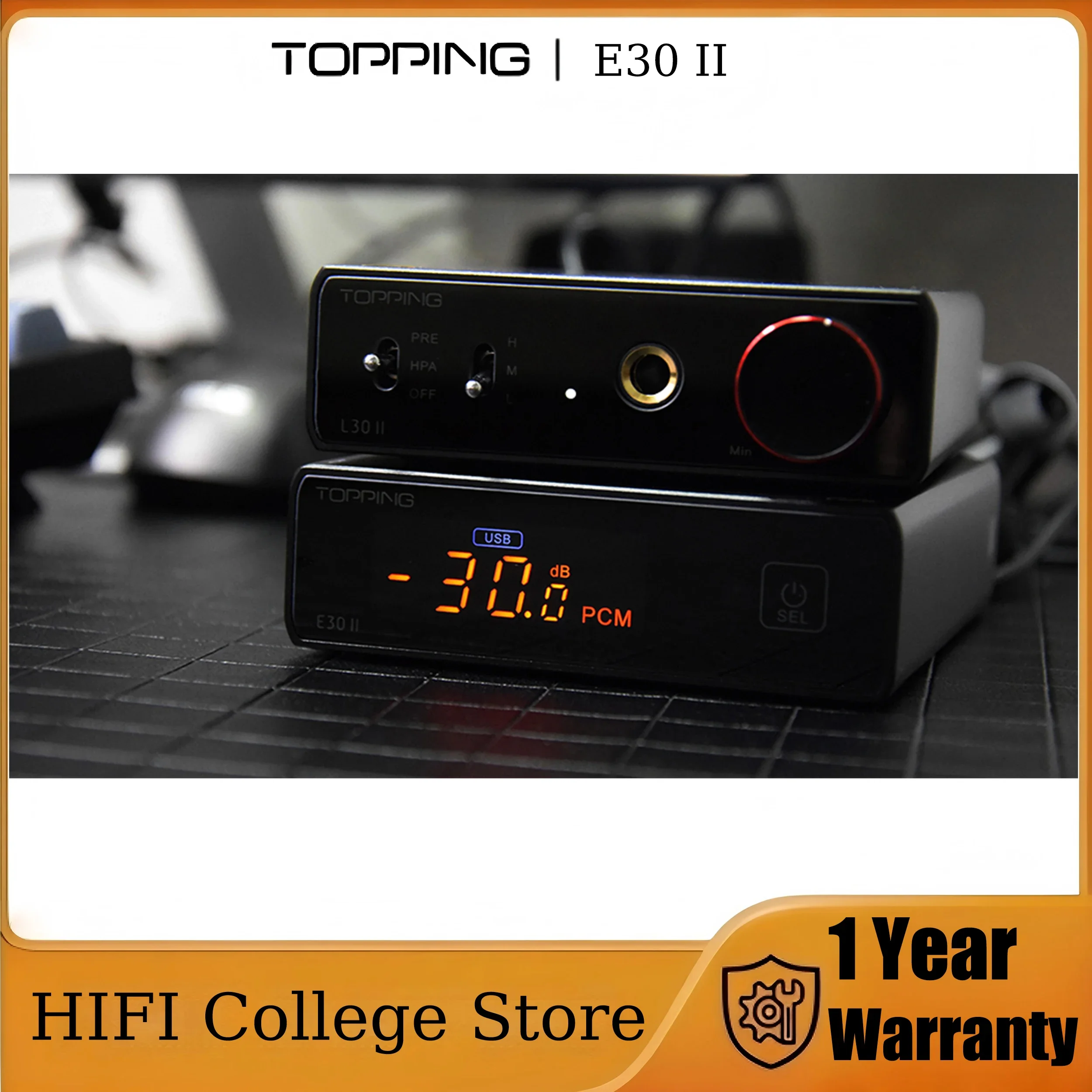 Topping E30 II High-Resolution DAC Preamplifier Silver AK4493S Chip with USB Coaxial Optical Inputs 1 Pack