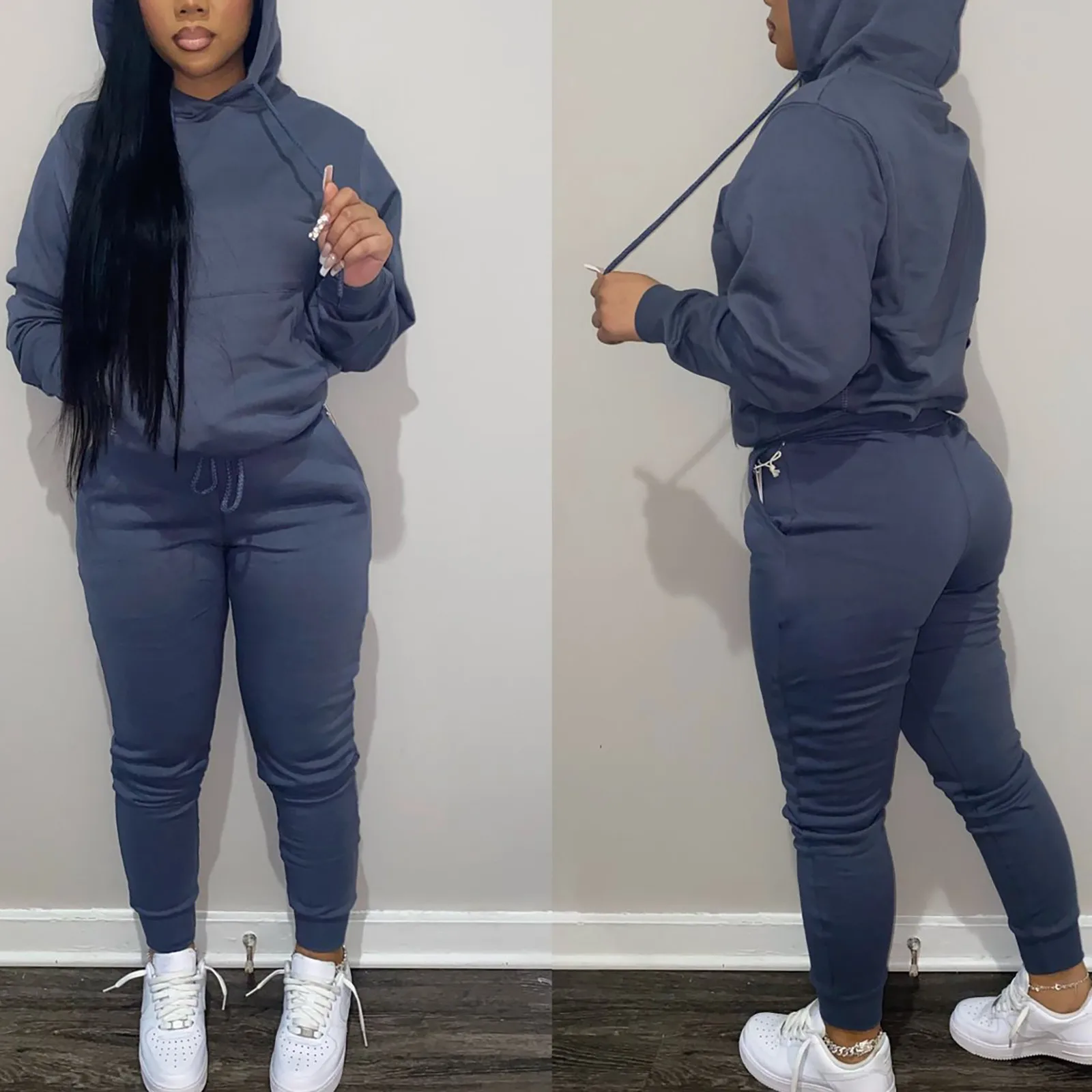 Womens Sweatsuits 2 Piece Set Fall/Winter Loose Sweat Sets Comfy Hoodie Sweatshirt & Drawstring Cuffed Sweatpants