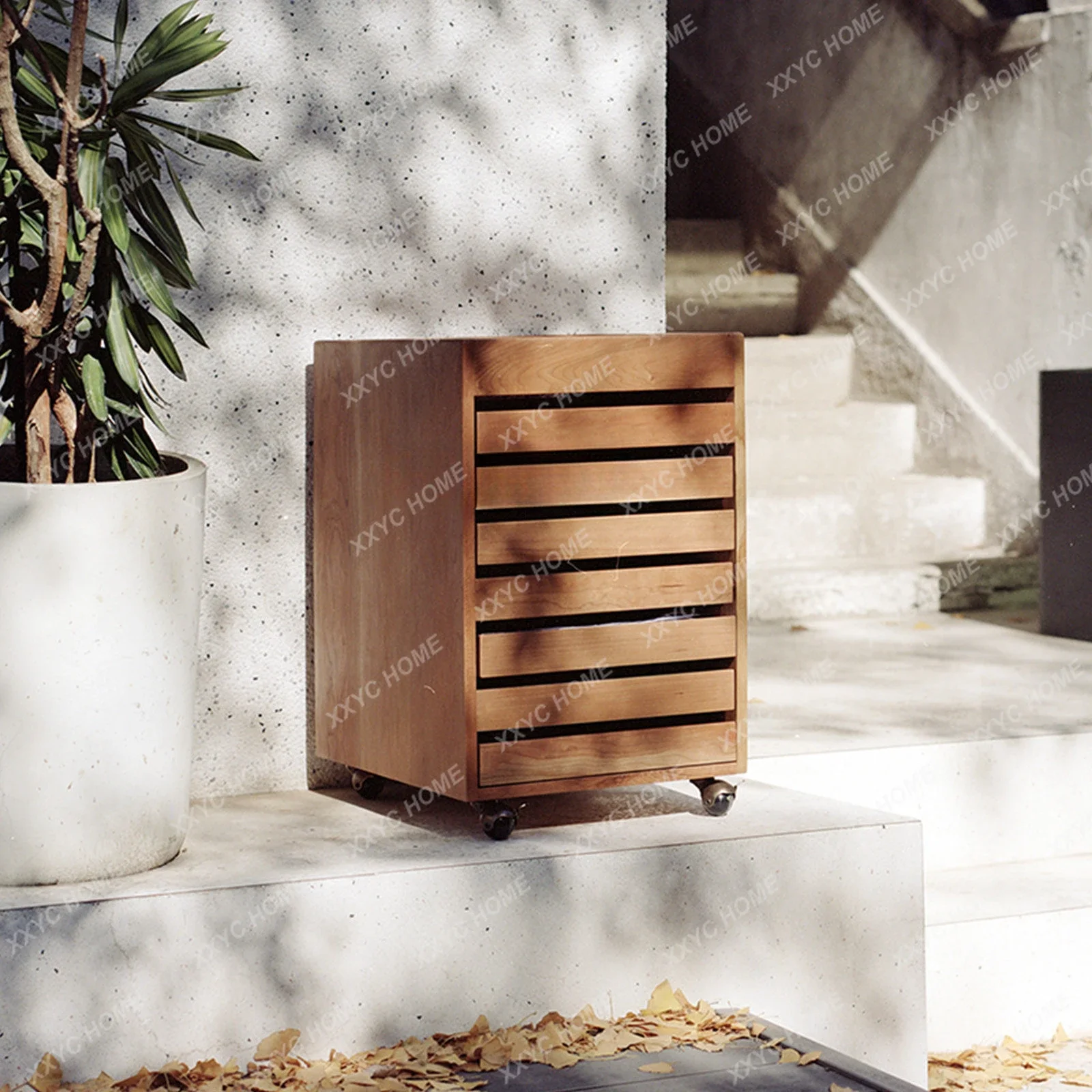 File Cabinet | Nordic and Japanese Style Retro Wood Study Office Removable Chest of Drawer