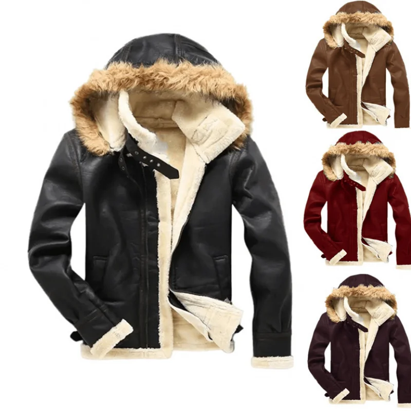 

In Stock Fur Integrated Explosive Single Jacket Warm Furry Coat Imitation Leather Men's Coat