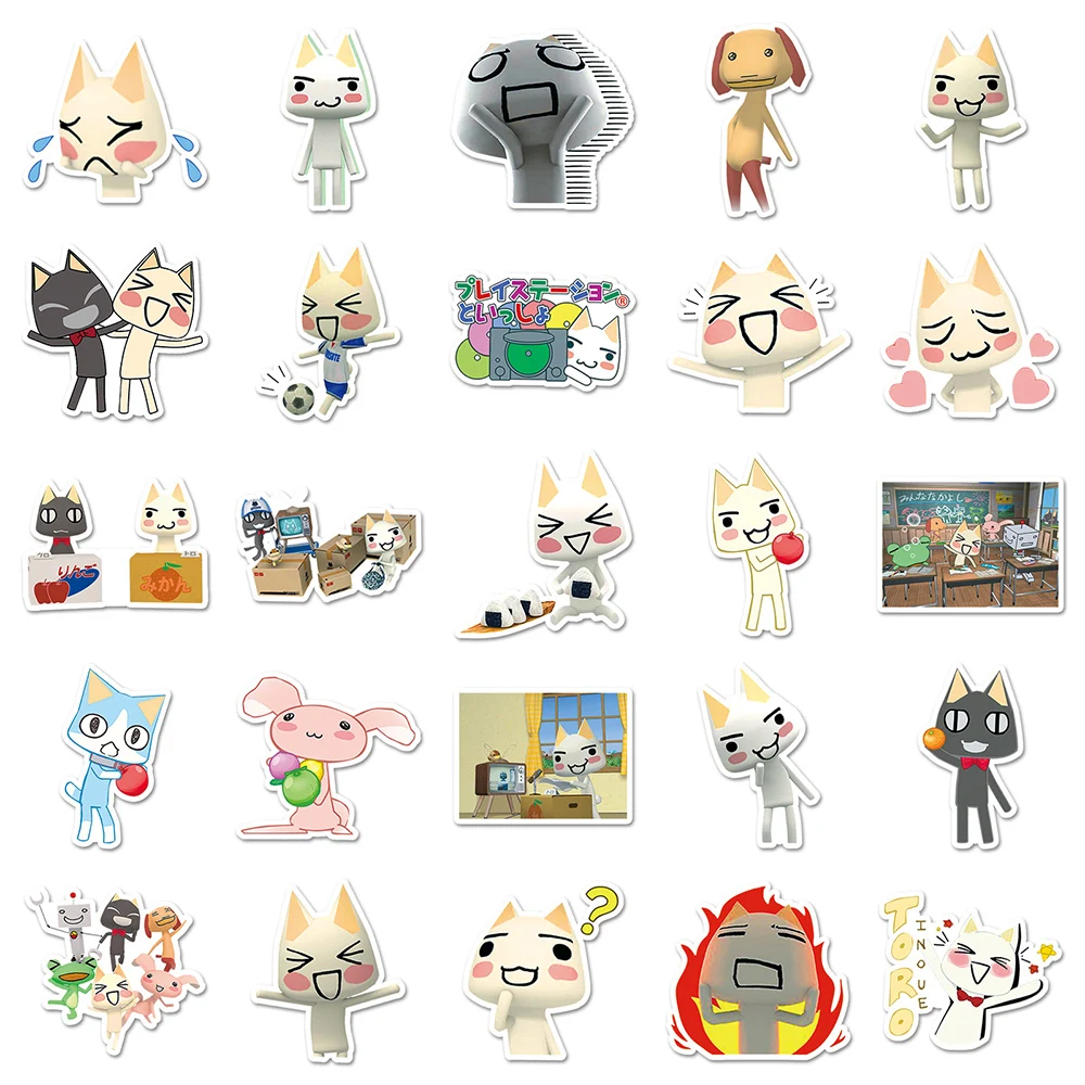 10/30/50pcs Cartoon Toro Inoue Cat Stickers Aesthetic Kawaii Waterproof DIY laptop Guitar Suitcase Skateboard Cute Kids Sticker