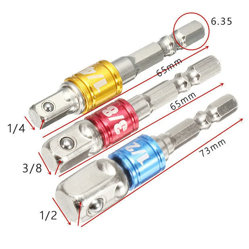 Black 105 ° Turning Screwdriver Joint Electric Drill Corner Socket Screwdriver Head 3PC Hexagonal Conversion Extension Tool Set