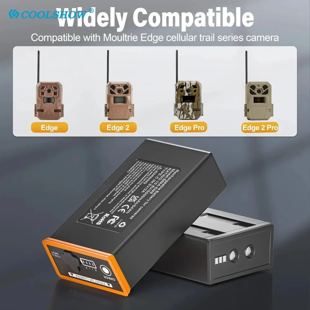 بطاريات 5000 مللي أمبير في الساعة EM8 لكاميرا EDGE PRO، EDGE 2 / 2PRO Moultrie Trail EM8 بطارية قابلة للشحن