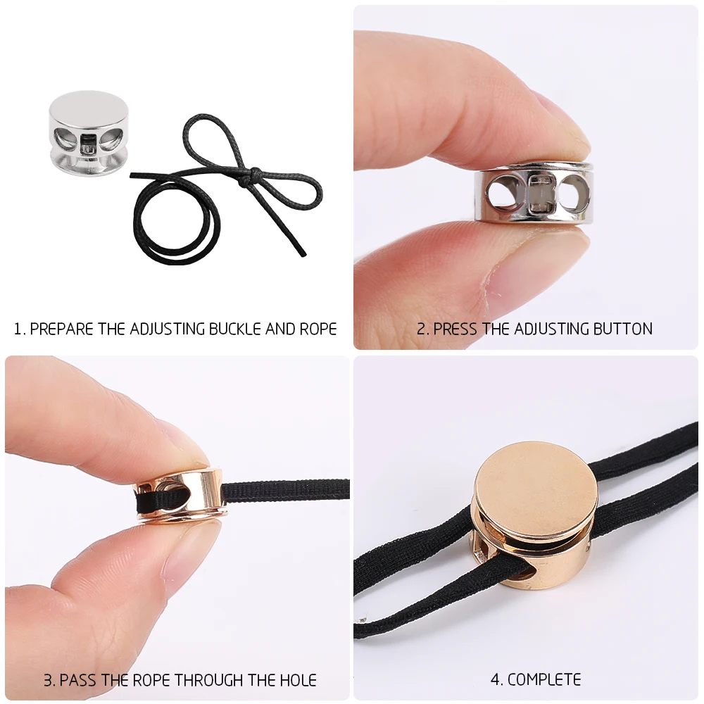 10 Stück Legierung 2-Loch-Pressverschluss Kordelstopper Stoff-Schnürsenkelklemme Knebelverschluss Schnallen Lanyard-Seil Kordelzug Nähzubehör – Detail 9