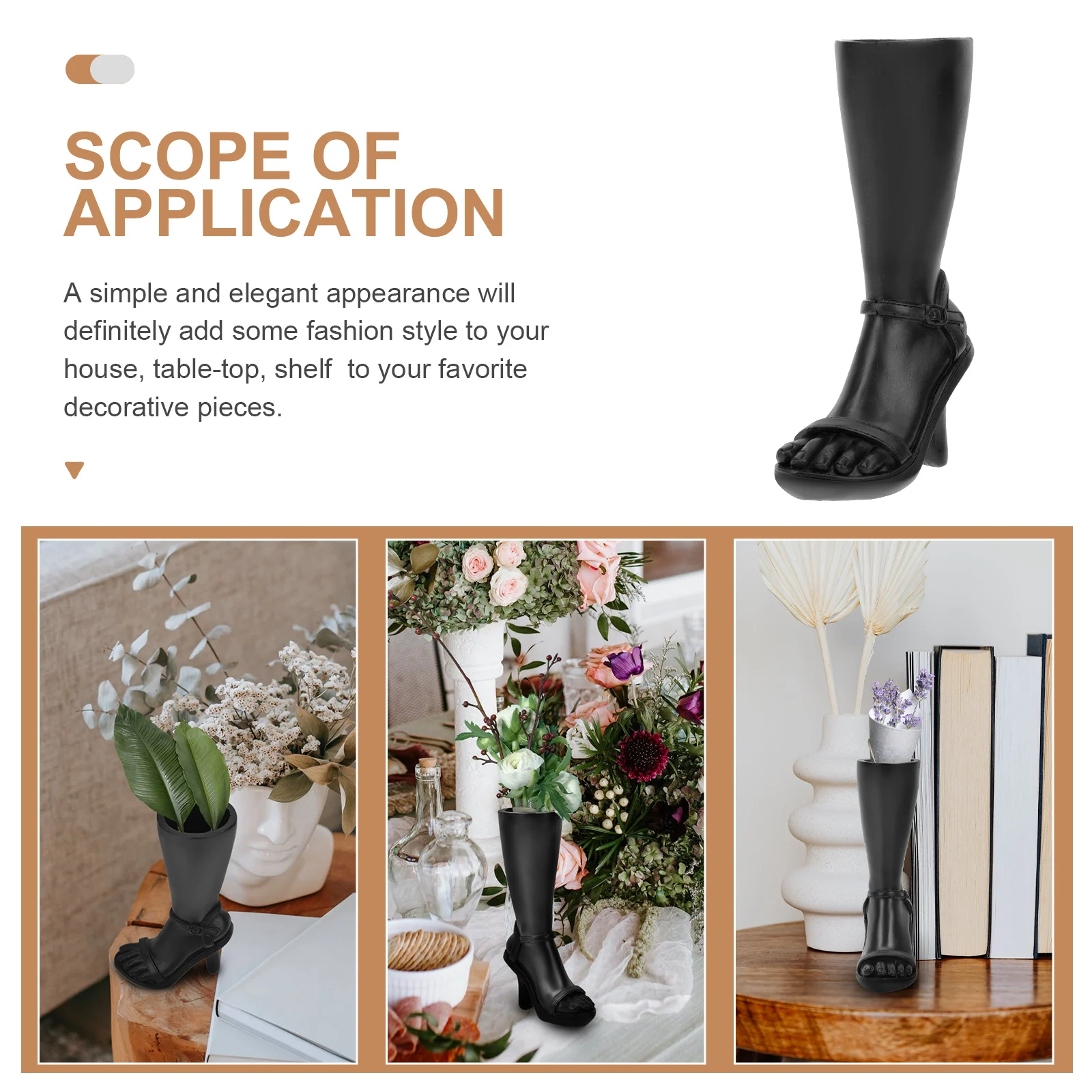 

Elegant Resin HighHeeled Shoes Vase Durable Flower Holder Creative Home Decoration Piece