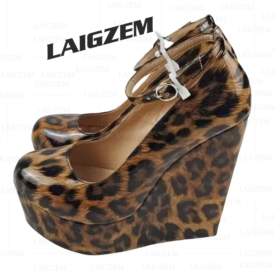 

ZHIMA Женские туфли-лодочки на платформе, босоножки на танкетке с круглым носком, высокие каблуки с ремешками на щиколотке, женские туфли-лодочки, женские туфли-лодочки, большой размер 39, 42, 46 47