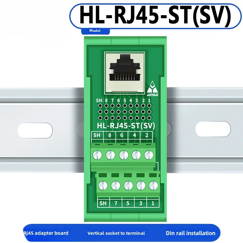 RJ45 Adapter Terminal, Cat5e Cat6 Adapter Board, Network Port with DIN35 Guide Rail Installation