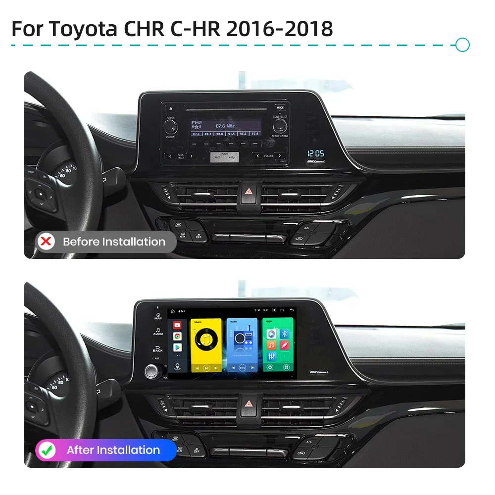 Android 13.0 Car Multimedia Player Wireless CarPlay GPS Navigation 4G WiFi Bluetooth RDS Car Radio For Toyota CHR C-HR 2016-2018