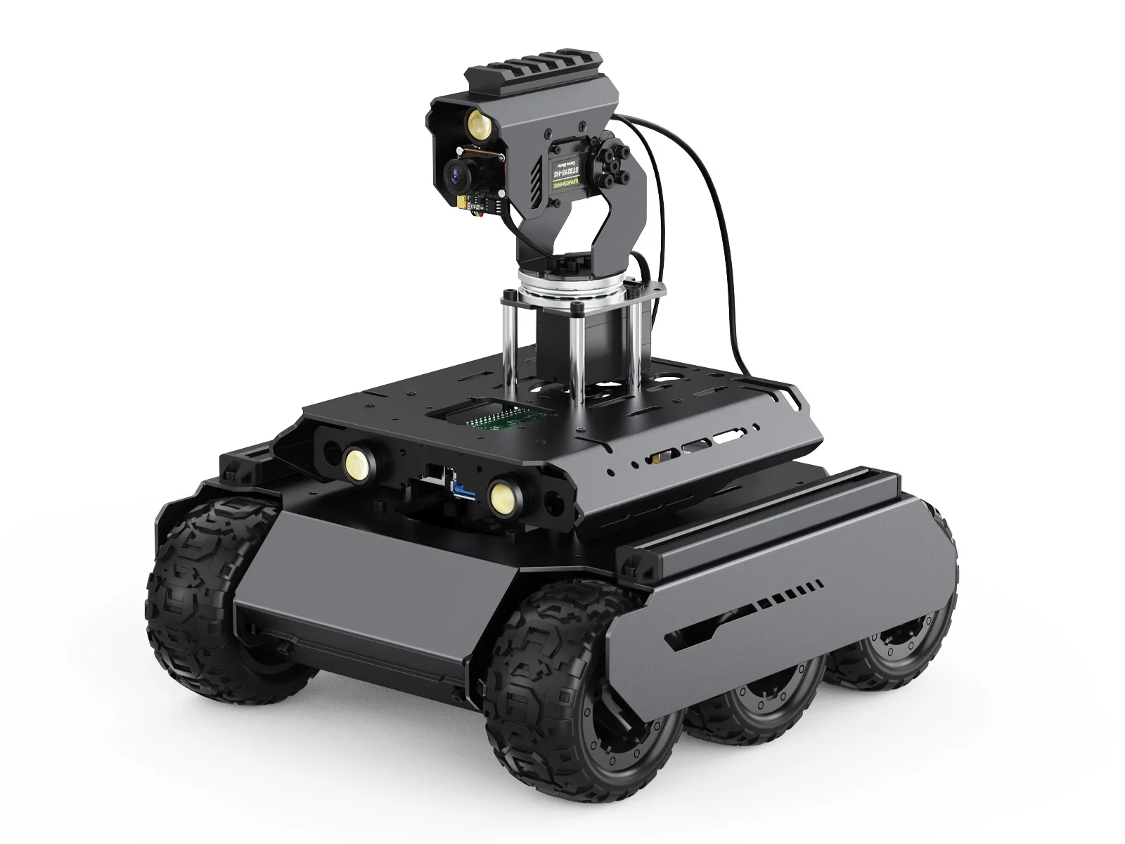 

UGV Rover PT PI4B AI Kit,Open-source 6 Wheels 4WD AI Robot,With Pan-Tilt Module,Computer Vision,For Raspberry Pi 4B