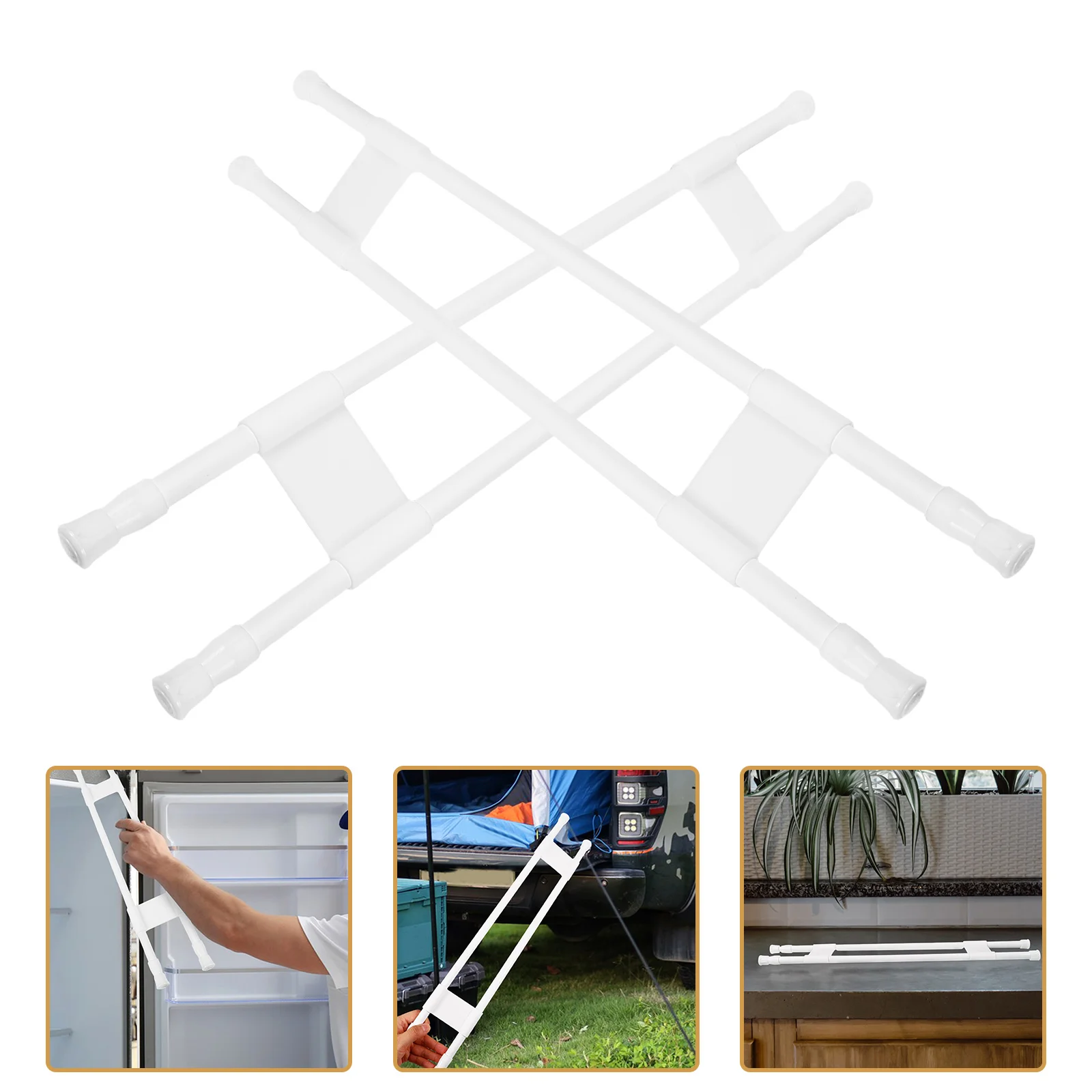 

2pcs 1 Pair Adjustable Rv Fridge Tension Rod Retractable Metal Storage Fixing Bar For Bathroom Corner Camper Trailer Accessories