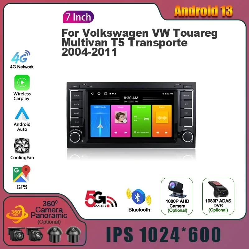 

Radio Multimedia Wireless Android 13 For Volkswagen VW Touareg Multivan T5 Transporte 2004-2011