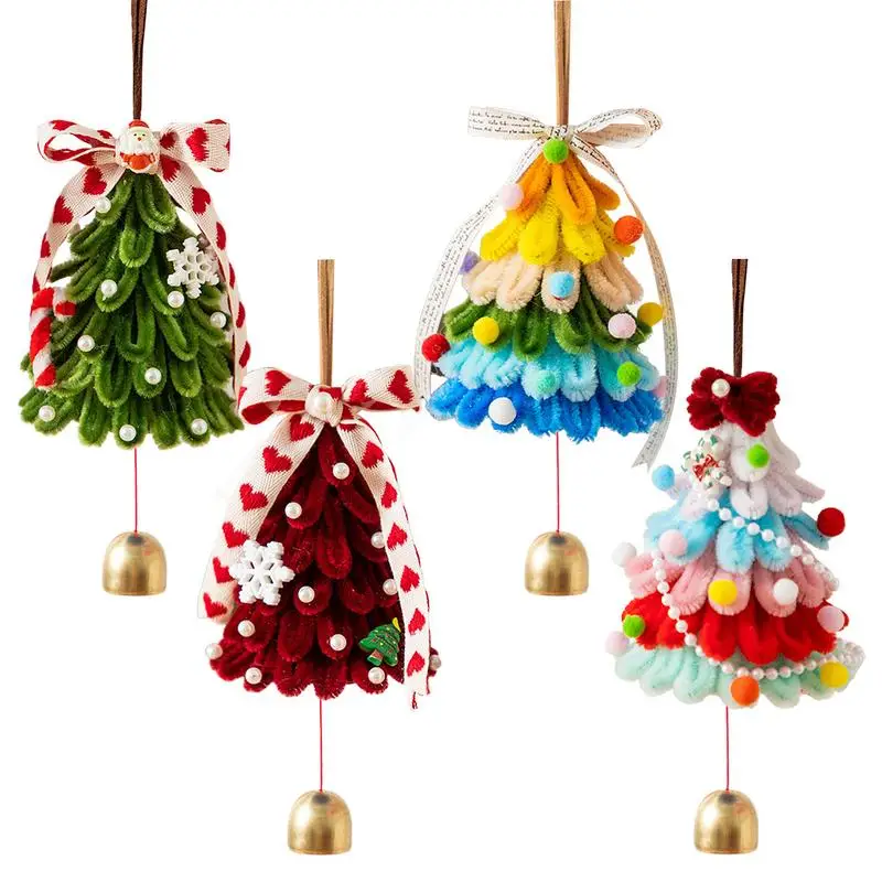 Christmas Tree Pipe Cleaners Christmas Craft Kits For Kids With Bell Children's Handmade Material Package Winter Festival Car