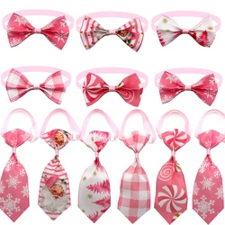 50/100pcs Christmas Dog Grooming Bowties Ties Pink Style Dog Bowties Adjustable Pets Accessories Bow Ties Bowknots for Xmas