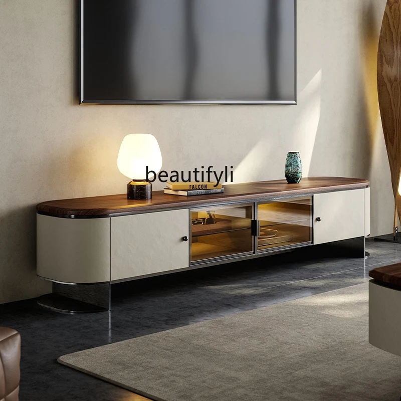 Italian TV cabinet coffee table combination living room light luxury floor cabinet simple modern TV cabinet