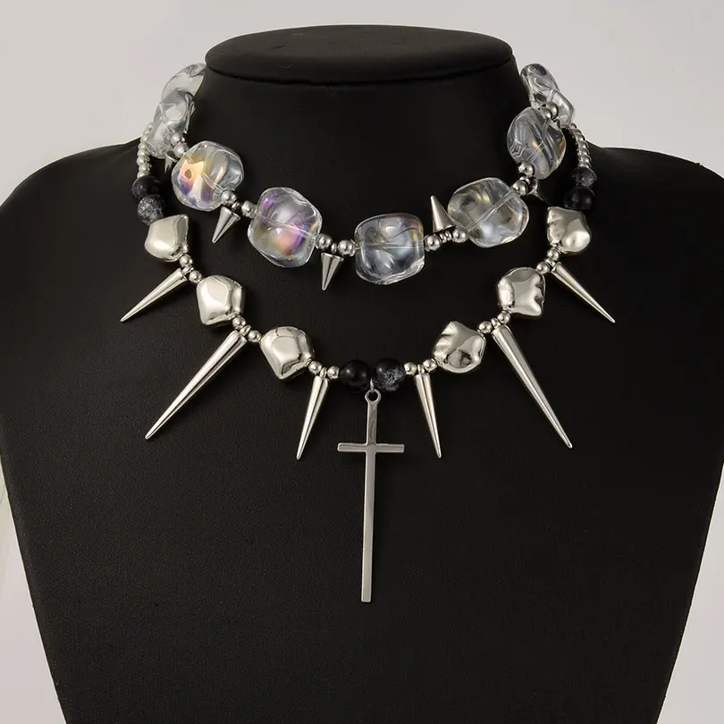 Collares con colgante de remache de acero inoxidable para mujer, estilo Y2K, Punk, Hip Hop, espada, Cruz, Collar Grunge, joyería para hombres, 1 pieza