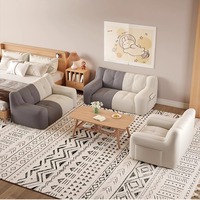 Fabric Sofa Living Room Double Sofa Small Unit Above Ground Tatami Bedroom Creamy Style Lazy Sofas Chair Living Room Furniture