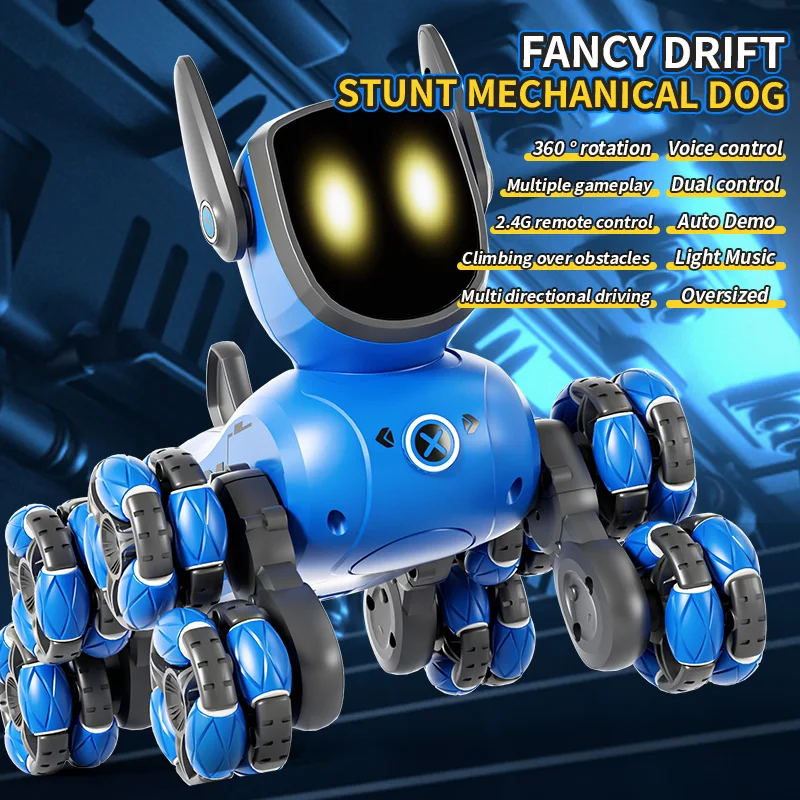 JJRC Q200 pequeño ocho ruedas detección de gestos interacción de voz multifuncional RC máquina acrobática perro niños juguetes niños regalos