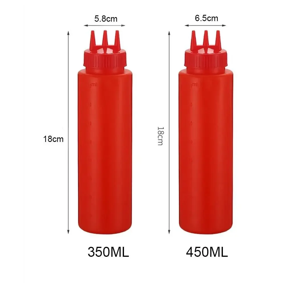 350/450/680ML Plastic 3 Nozzles Squeeze Sauces Bottle Salad Dressing Seasoning Condiment Jars for Kitchen Salad Sauce Bottle