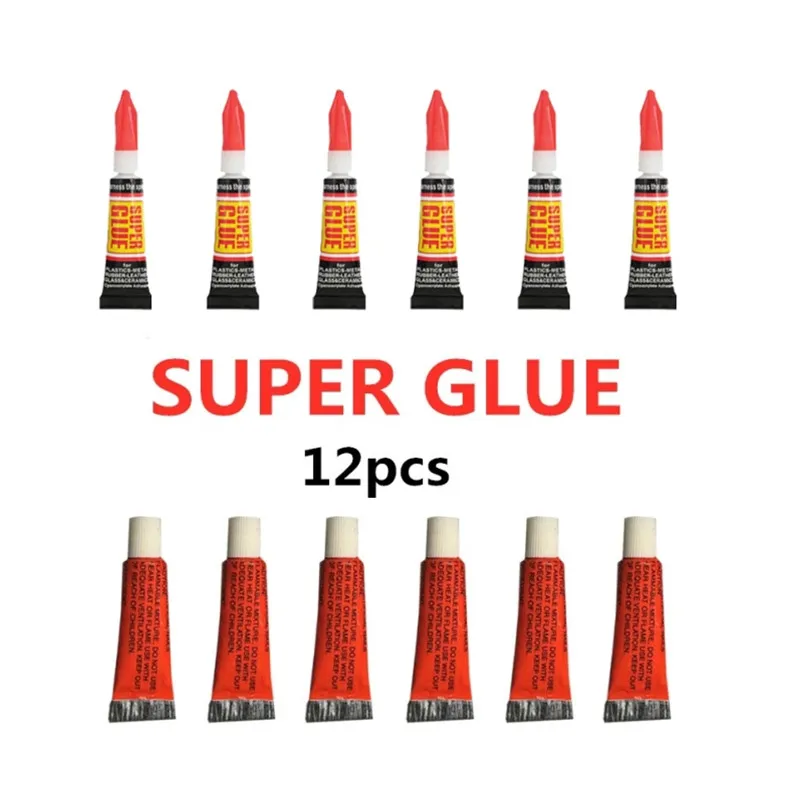 

Super Glue 12pcs Liquid Hydra Wood Rubber Metal Cyanoacrylate Adhesive Stationery Nail Gel 502 Instant Strong Adhesive Leather