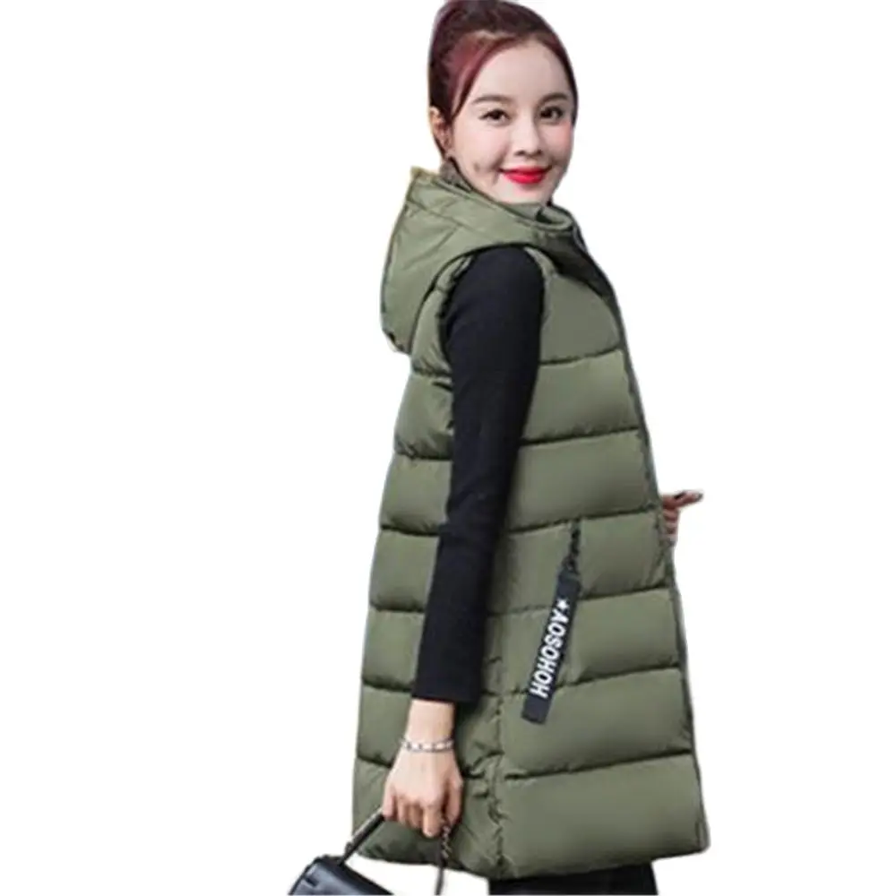 

Autumn Winter Vests Women Waistcoat 2024 Female Sleeveless Outerwear Jacket Hooded Warm Long Coat Colete Feminino Gilet Overcoat