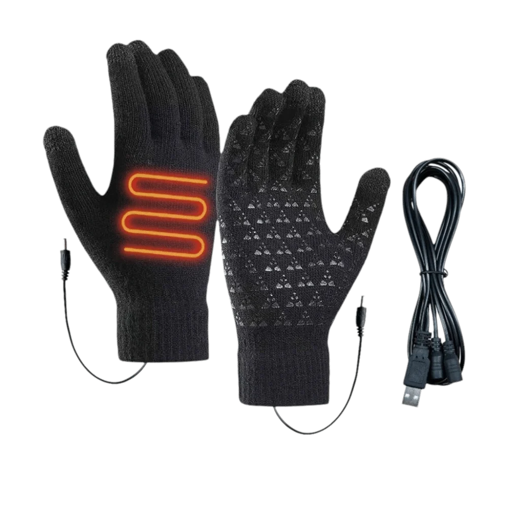 Windproof USB Electric Heating Gloves Touchscreen Anti Slip Men Finger Gloves Constant Temperature Full Finger