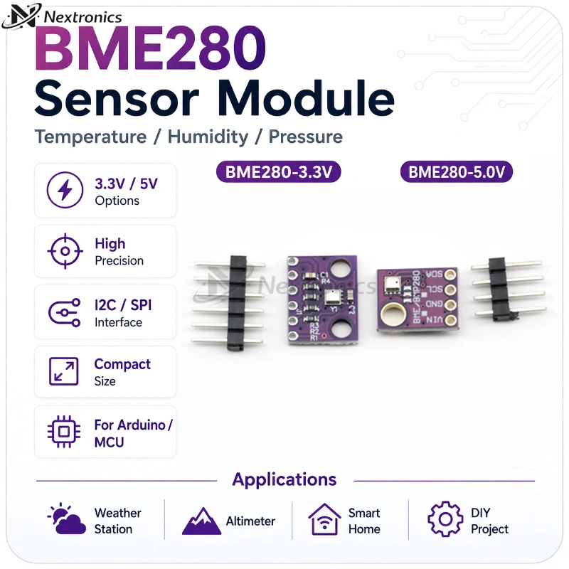 1/3/5/10PCS BME280 3.3V/5V BME280-3.3V BME280-5V Módulo de sensor de presión barométrica, temperatura y humedad I2C SPI para Arduino