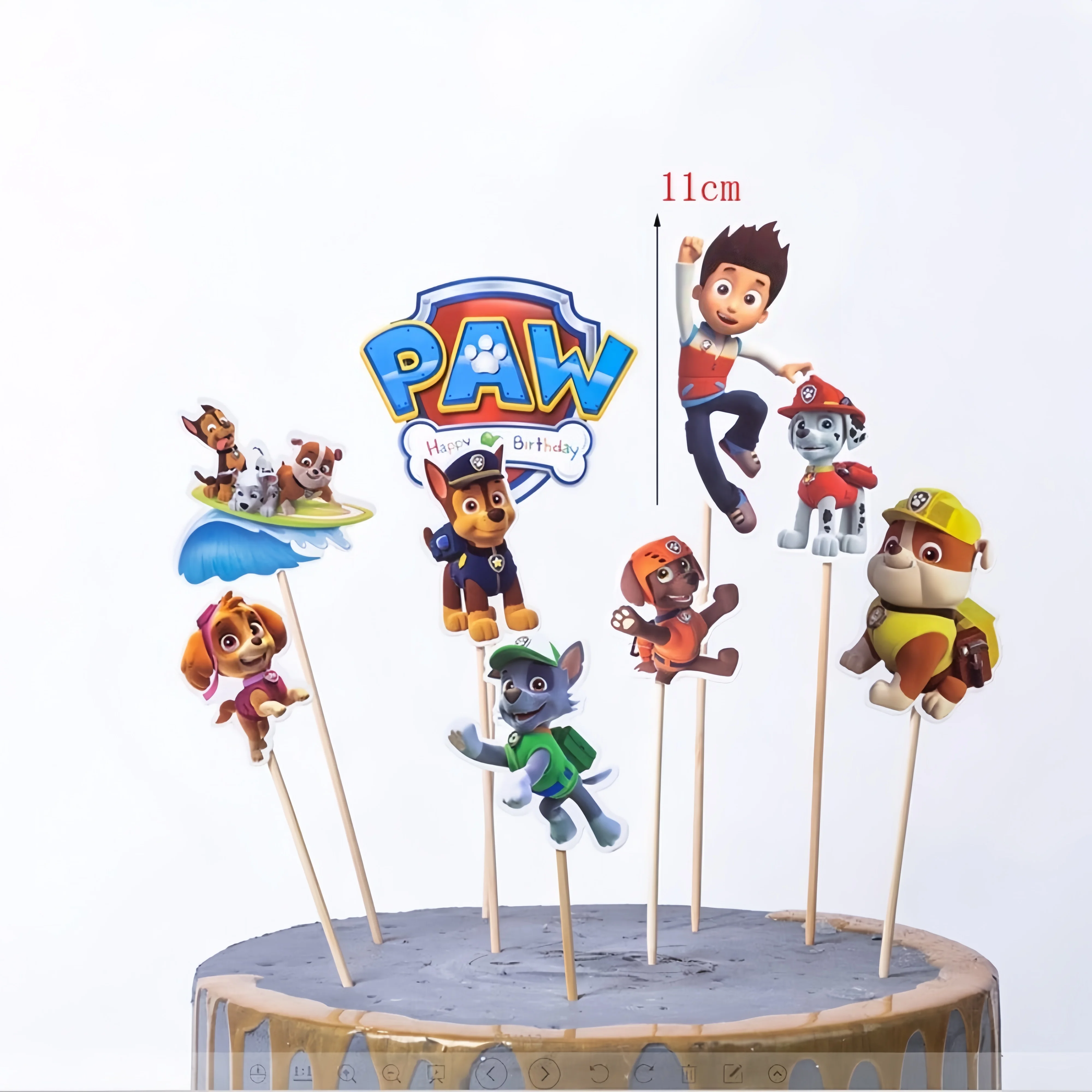 9 peças de Topos de Bolo Paw Patrol, Topos de Cupcake de Feliz Aniversário, Decorações para Festa de Aniversário Infantil Paw Patrol Chase Skye, Suprimentos e Presentes