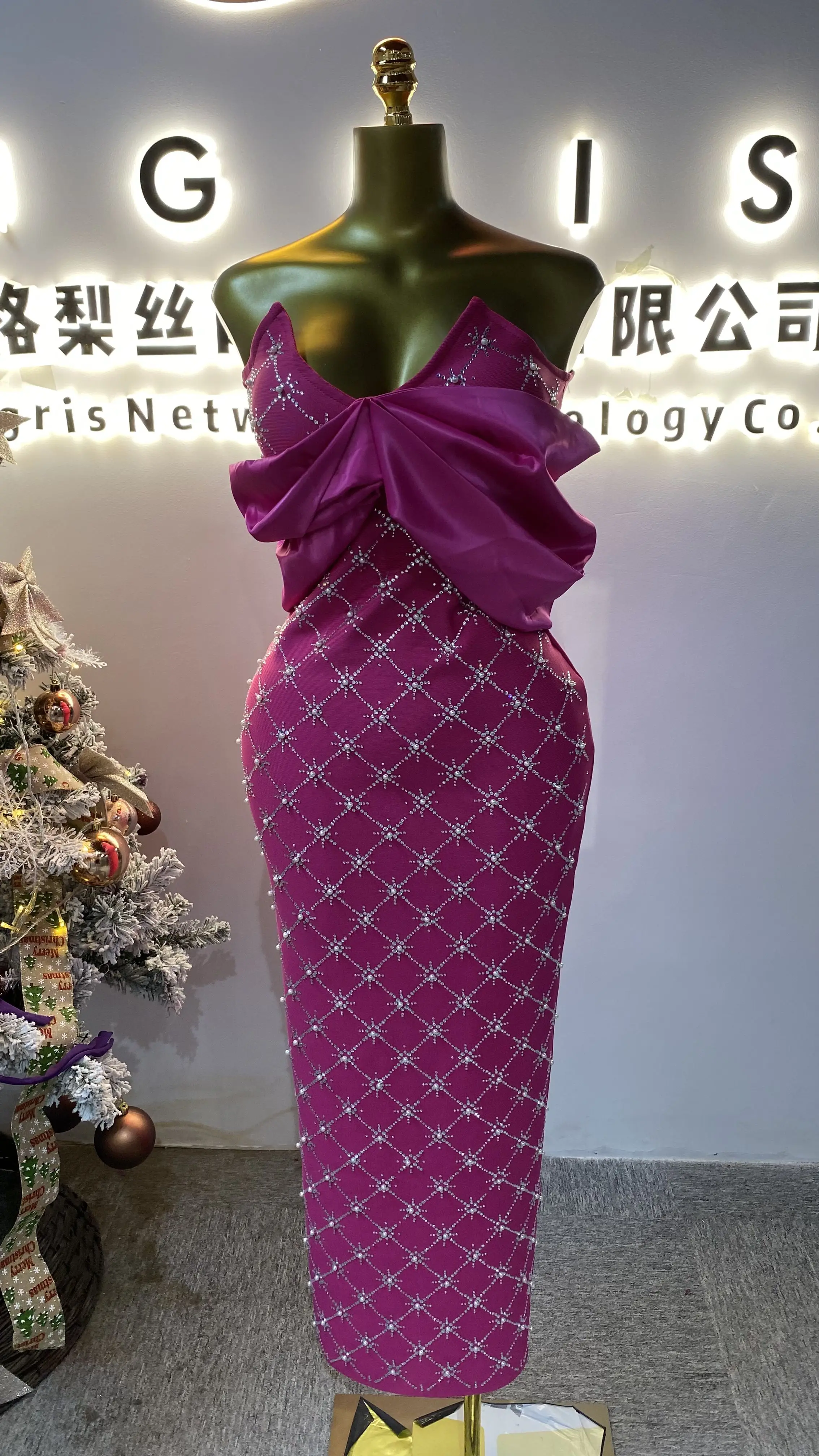 

Bandage Women Haute Couture Evening Luxury Birthday Dress Casual Sexy Elegant Party Dress-GZXX015