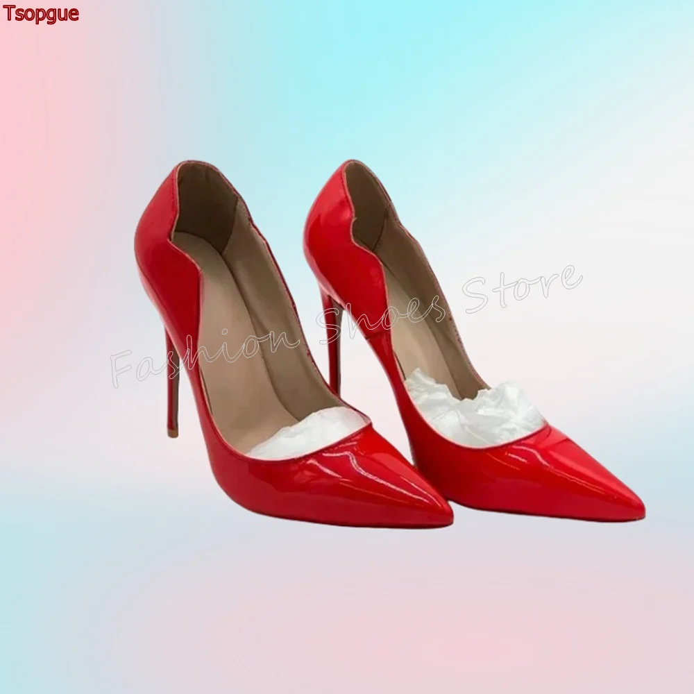 Red Pointed Toe Patent leather Pumps Fashion Stilettos High Heels High Heel Shoes for Women Heels 2024 New Zapatos Para Mujere