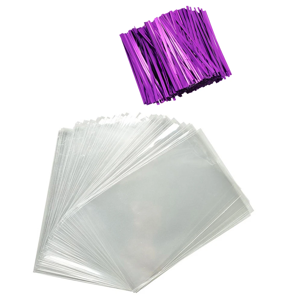 

1000 Pcs High Transparency OPP Non self sealing Flat Pocket Packaging Bags ies Biscuit Binding Wires Storage
