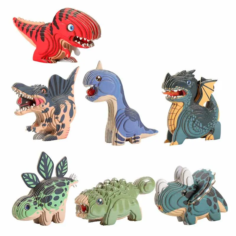 

Children's Educational DIY Handmade Assembly Toys Creative Paper Dinosaur 3D Three-dimensional Dinosaur Animal Model Puzzle Toys