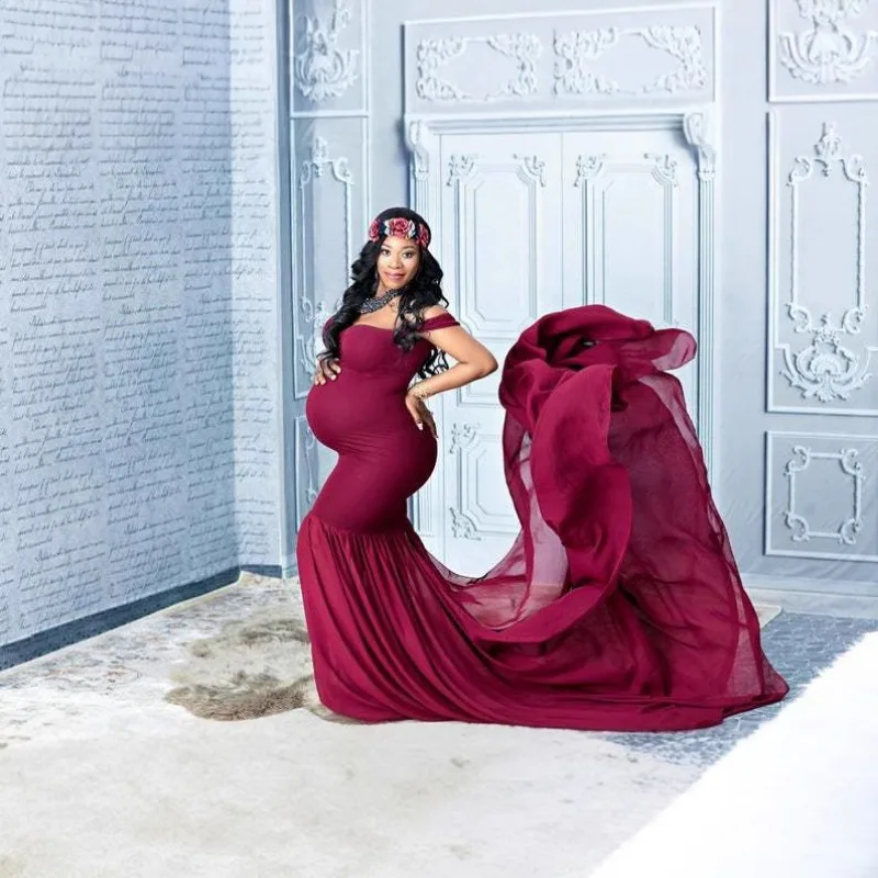 abito-lungo-premaman-in-cotone-mercerizzato-da-donna-con-strascico-fluido-e-maniche-a-campana-per-fotografia