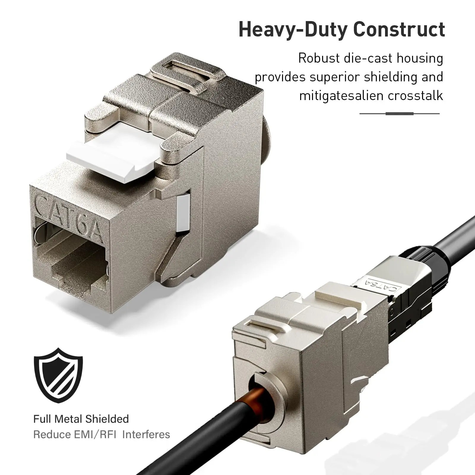 ZoeRax-Módulo Keystone CAT6A, conector Keystone blindado RJ45 Cat 6A, módulo Ethernet de 10 Gbit con Metal blindado