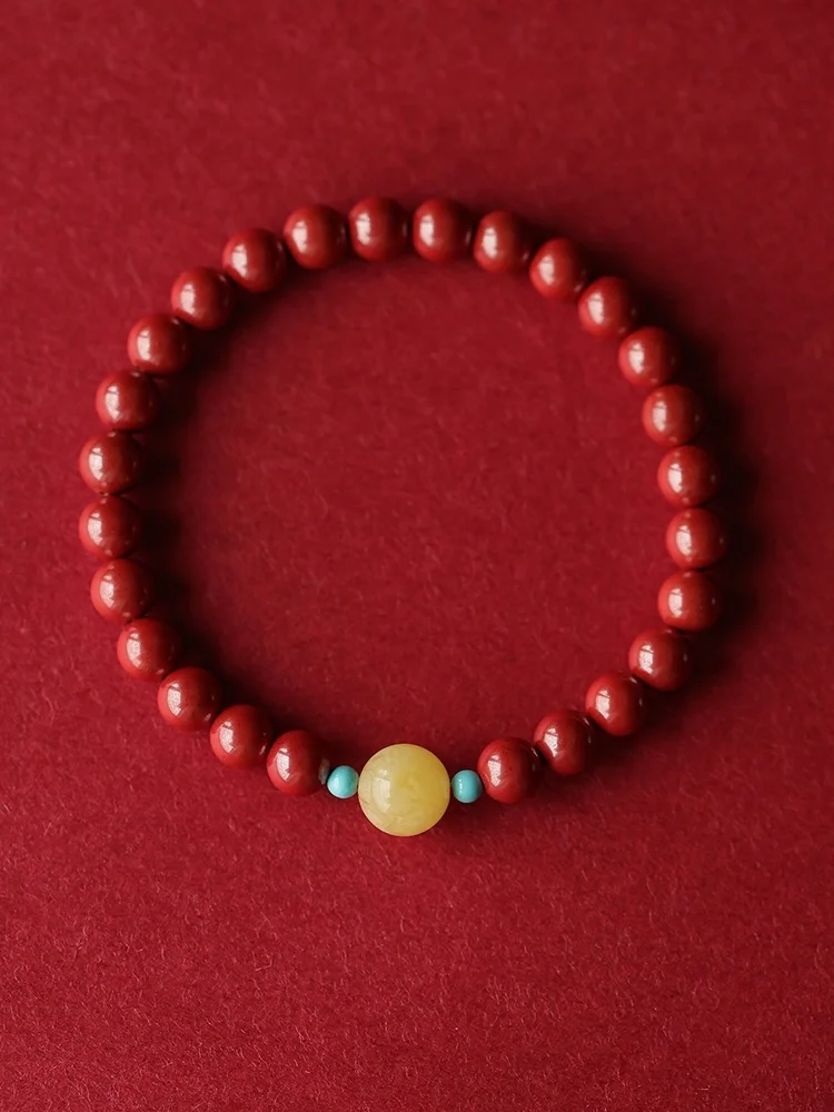 

New Natural Raw Or Purple Gold Sand Cinnabar Bracelet Natural Beeswax Imperial Sand This Life Year Transfer Bracelet