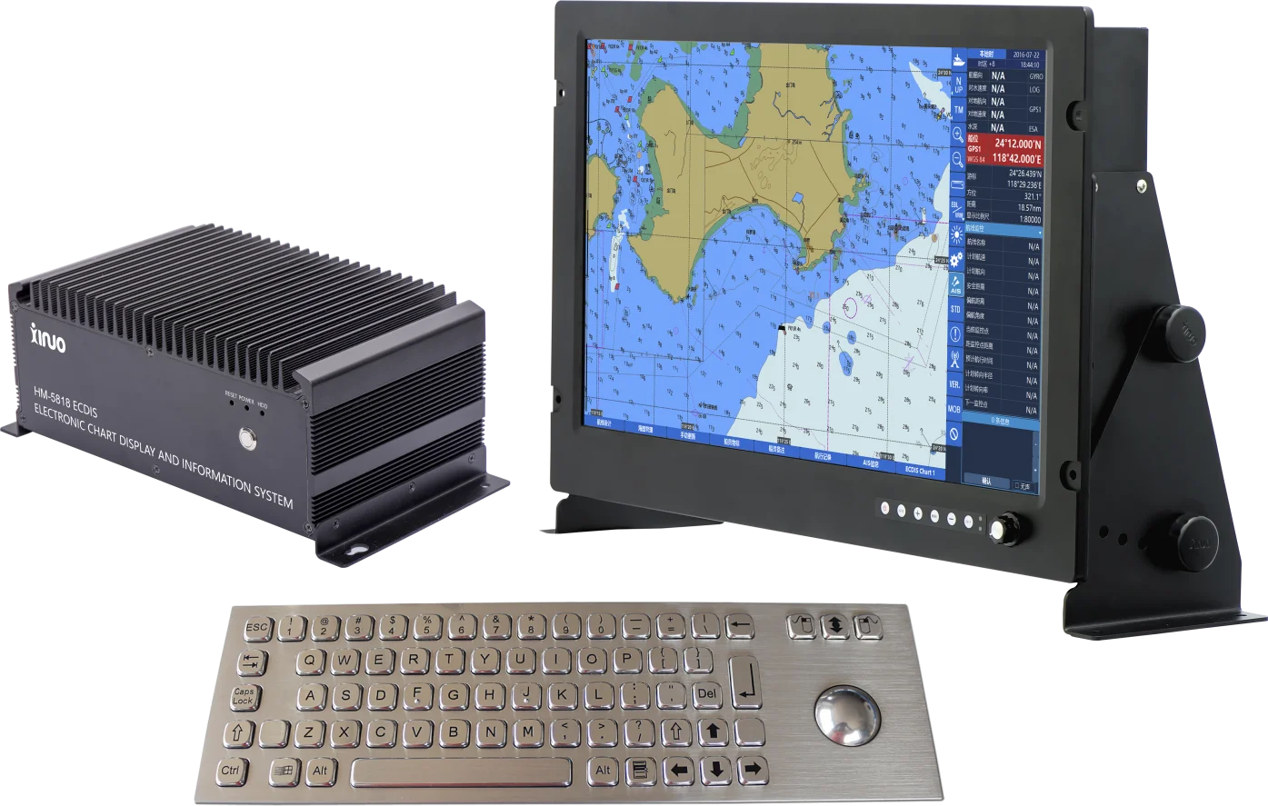 Maritime navigation communication equipment XINUO ECDIS HM-5818 big size monitor 19 inch support S-57, S-63 CE certificate