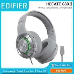 Edifier HECATE G30 II Gaming Headset 7.1 Virtual Surround Sound Wired USB Headphone with Microphone 40mm Driver Unit RGB Light