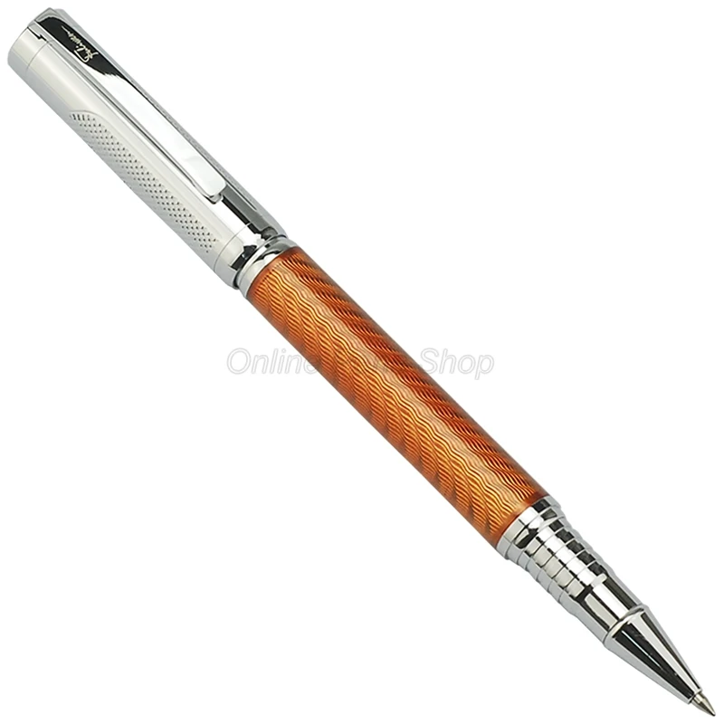 

Fuliwen Business Carbon Fiber Orange And Silver Metal Roller Ball Ballpoint Pen Refillable Ink Pen Writing Pen