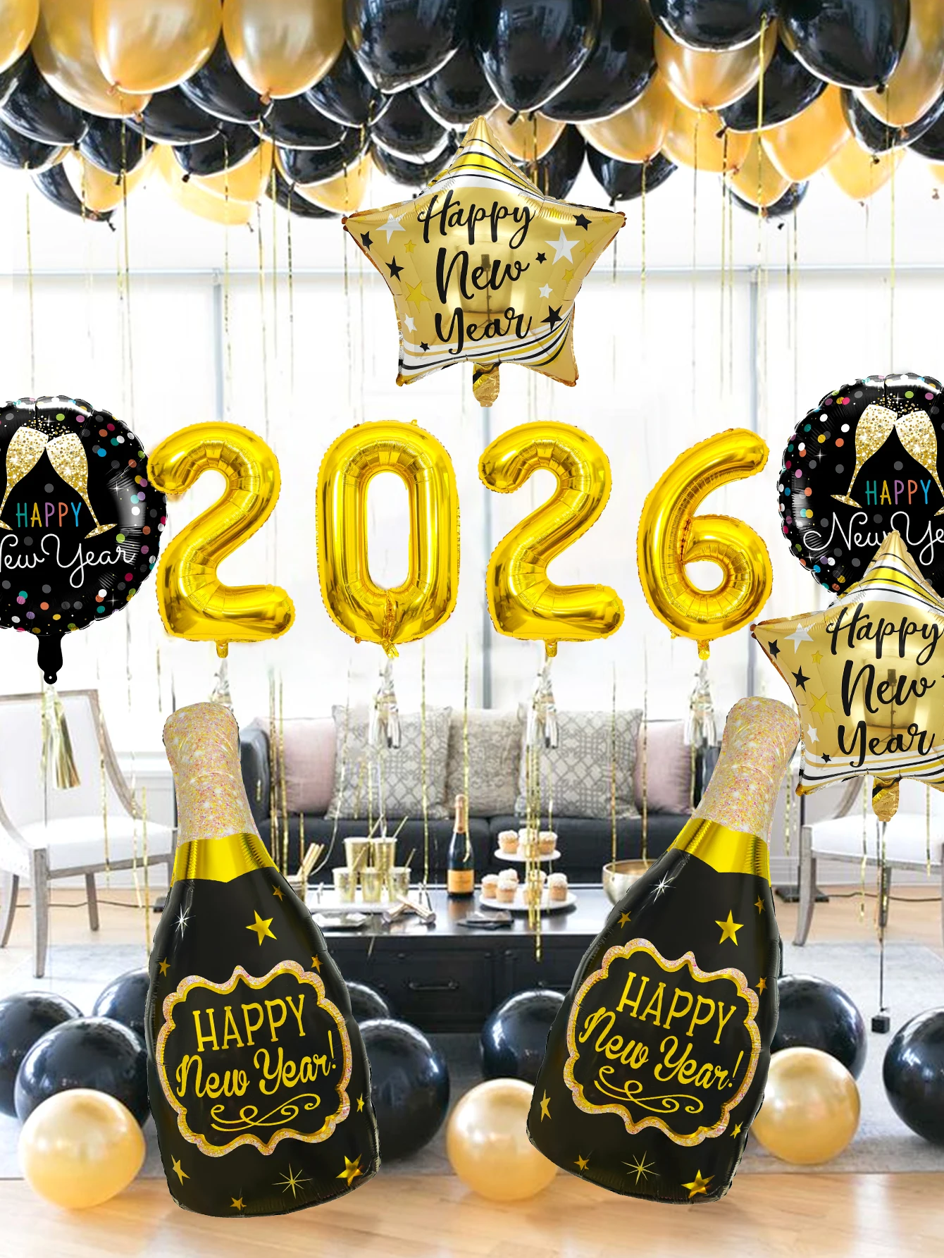 10 قطع/مجموعة بالونات رأس السنة، مناسبة لحفلة رأس السنة الجديدة، زينة السنة الجديدة 2026، مستلزمات احتفالية ليلة رأس السنة #3