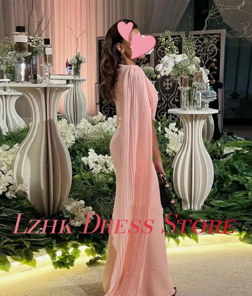 Vestido de noche de sirena de Jersey elegante personalizado, mangas largas de alta calidad, cuello redondo, largo hasta el suelo, vestidos de celebridades, tamaño personalizado