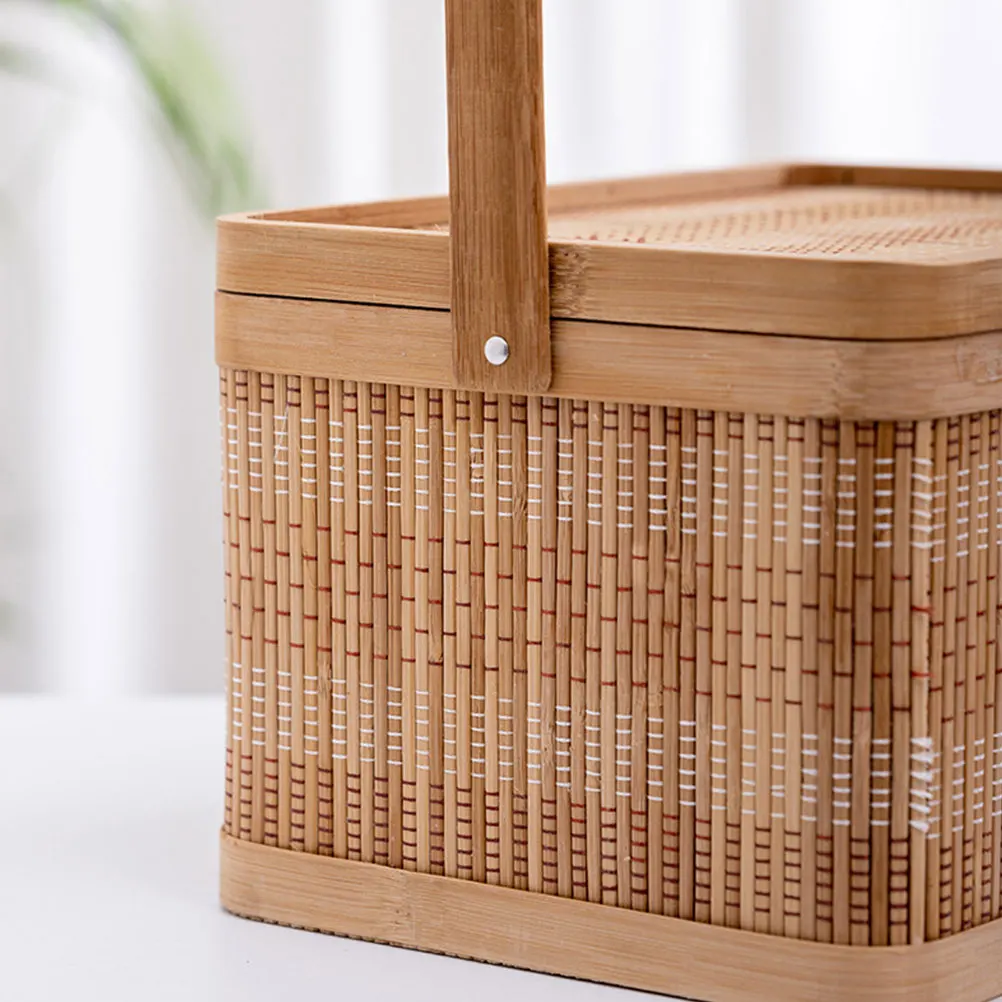 

H woven Bamboo Basket for Kitchen Fruits Gift Storage Picnic Gardening H held Baskets Woven Container Egg Holders