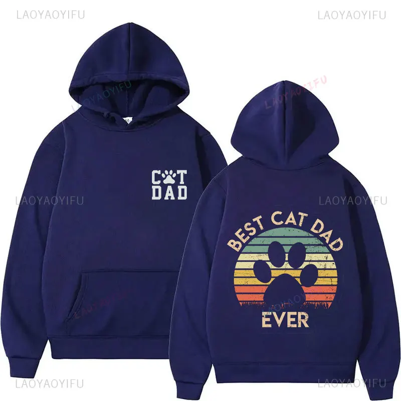 

Best Cat Dad Ever Punch Graphic Loose Sweatshirts Men's Women's Clothing Autumn Winter Fashion Sweatshirt Hooded Pullovers