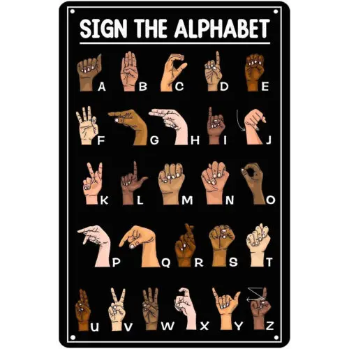 

Sign The Alphabet Metal Tin Sign for Classroom Home Wall Decor Signs 8x12 Inch