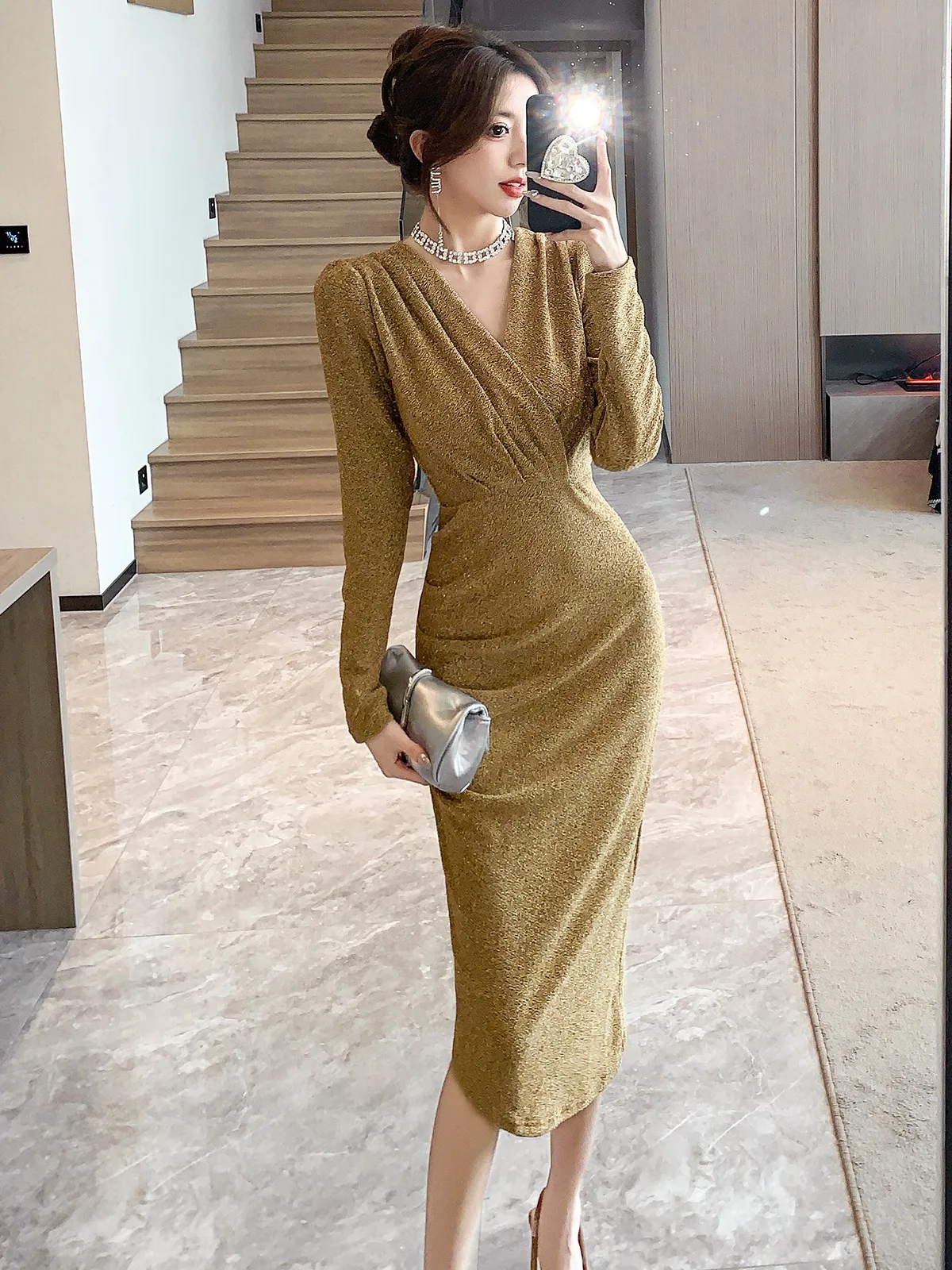 

iny шелковая женская юбка-миди Dr V-Ne для похудения, облегающая юбка с высокой талией, длинная све, осень-зима, модная сексуальная юбка Ciwalk