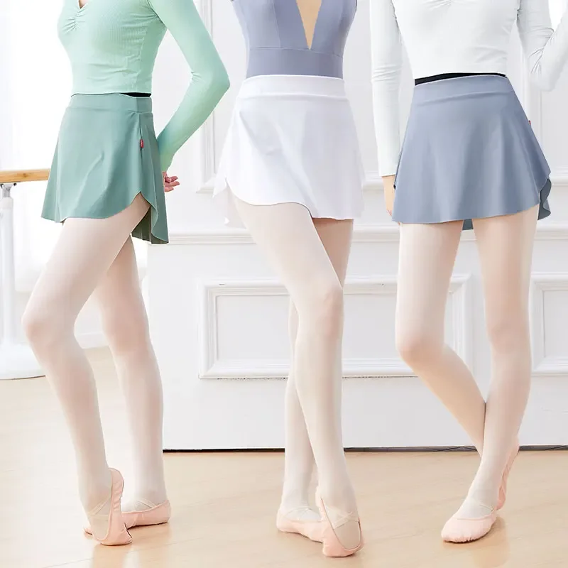 여성용 성인 발레 스커트 댄스 스커트 드레스 블랙 발레 튜튜 발레리나 댄스웨어 사이드 슬릿 발레 숏 스커트